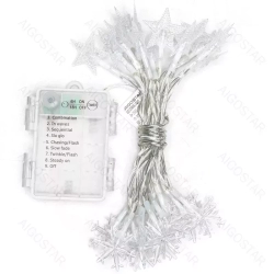 Lampki choinkowe gwiazdy i śnieżynki na 3 baterie AA 100LED 10m Multikolor